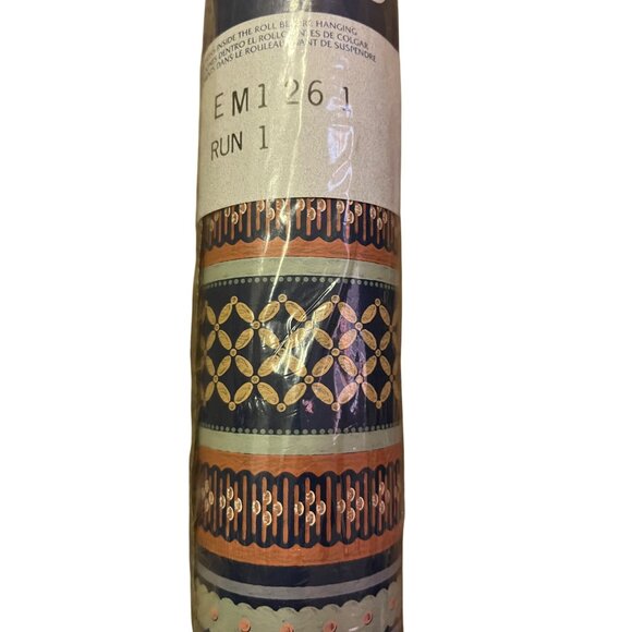 Vintage C&A Wallcoverings Wallpaper – Blue Brown Pink Floral Stripe – NEW 1 Bolt - Picture 7 of 15